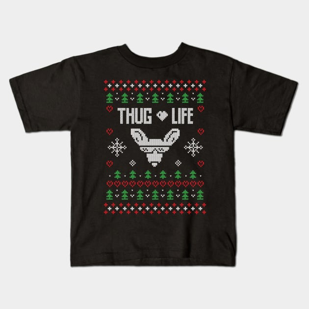 Thug Life Ugly Christmas Sweater Funny Christmas Gifts Kids T-Shirt by BadDesignCo